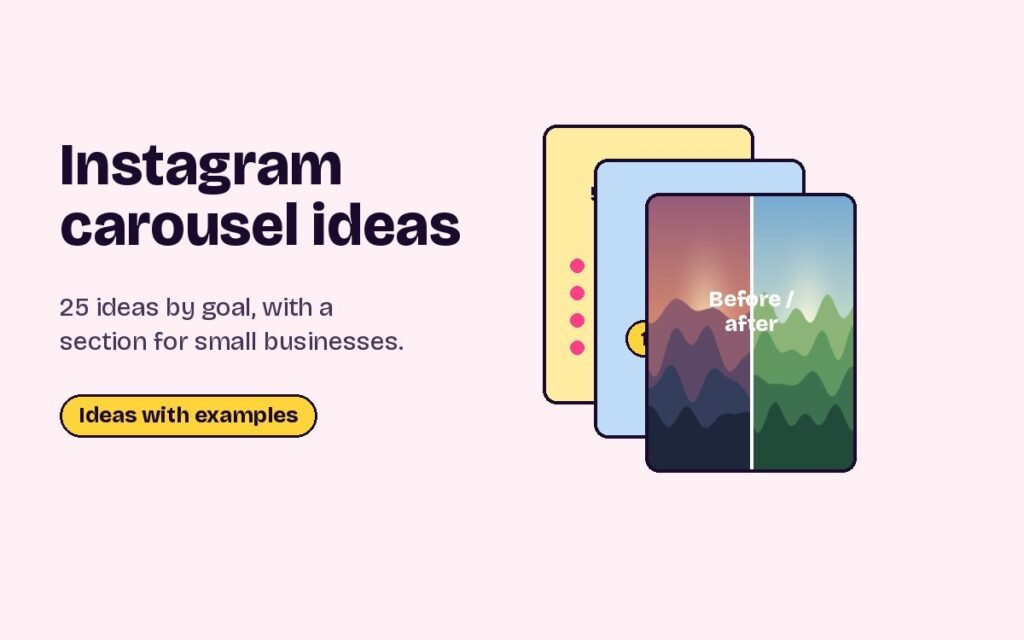 Instagram carousel ideas: three example carousel cover slides