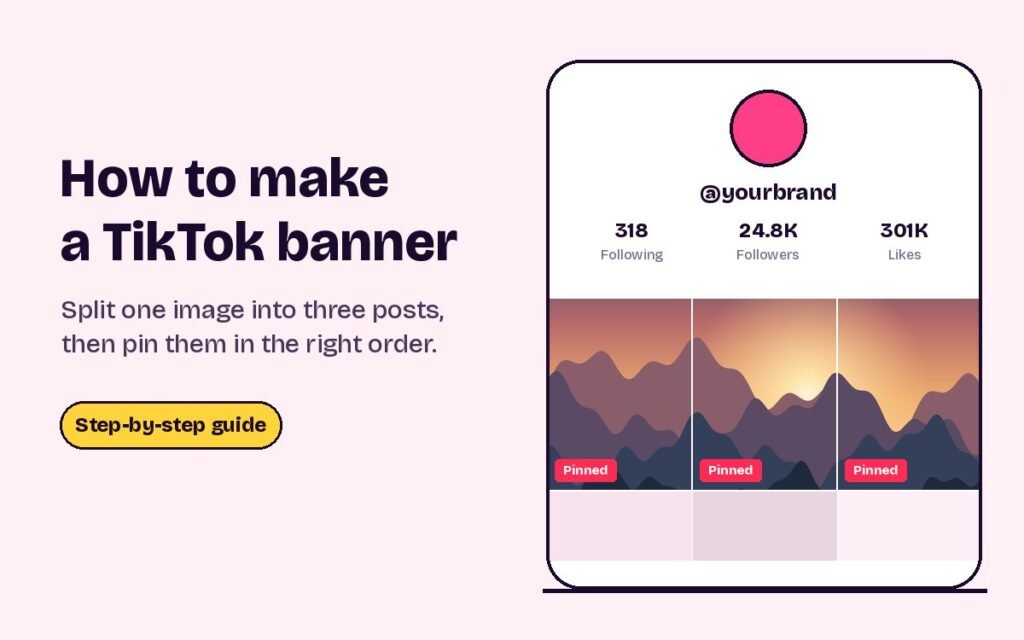 How to make a TikTok banner: a TikTok profile with a three-post pinned banner
